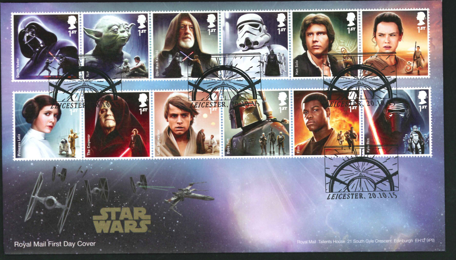 2015 - Star Wars Set First Day Cover, Leicester Pictorial Postmark